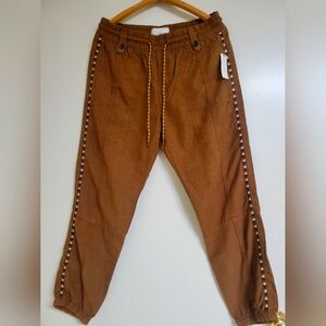 Anthropologie Womens Pants M Byron Seamed Utility Jogger Ochre Brown Casual